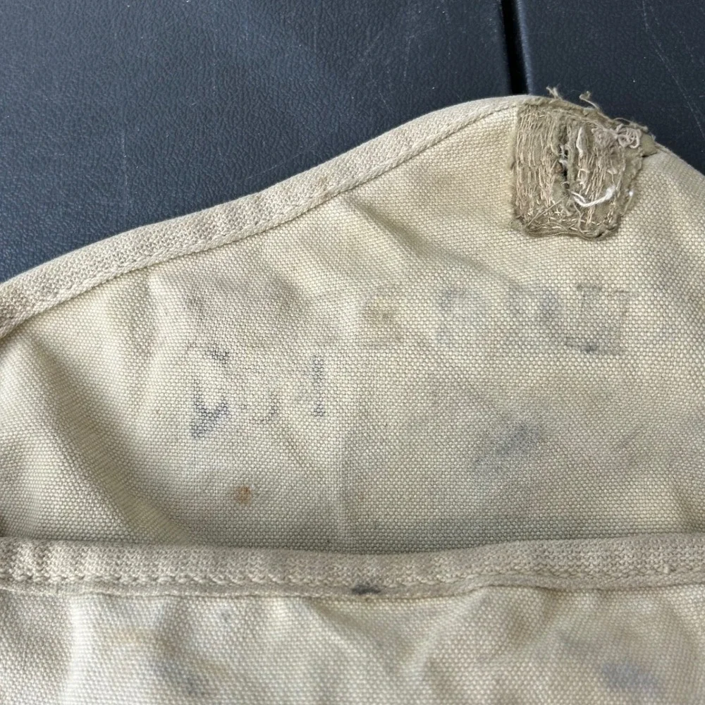 EARLY Vintage Beige Cream Bag Pouch Button Closure Bag Vintage Antique